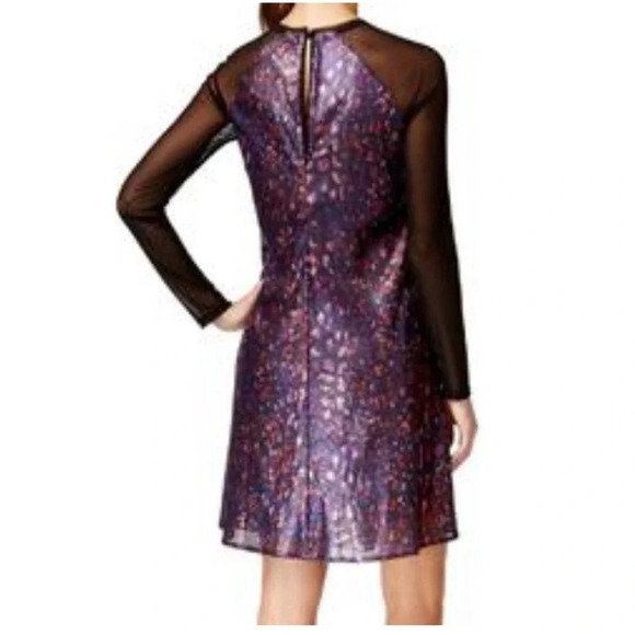 NEW RACHEL Rachel Roy Multicolor Sequin Sheer Long Sleeve Dress Size Medium - Picture 2 of 10